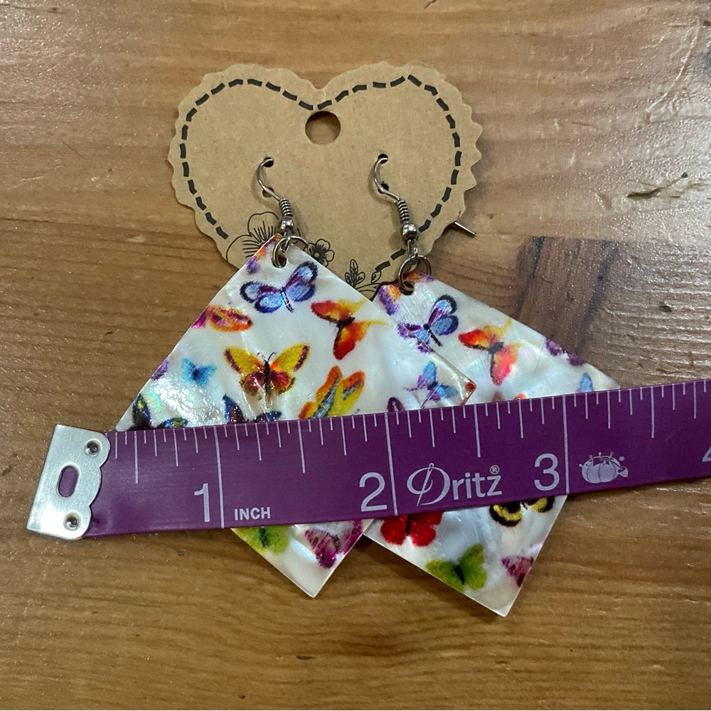 Butterfly Elegant Square Shell Dangle/Dropped Mad… - image 8